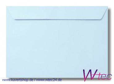 Vollfarbige C6-Kuverts in Himmelblau (Babyblau), Haftklebend, ohne Fenster (100 Kuverts = 54,00 EURO)