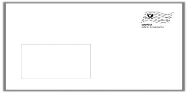 C6/5 Kuvertiermaschinenhüllen mit Aufdruck: "Infopost & Entgeltwelle" mit Fenster (4.000 Kuverts = 112,00 EURO)