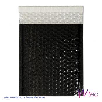 Kissenförmige Luftpolstertasche, Format B5, Schwarz metallisch Glänzend