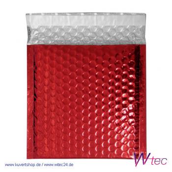 Kissenförmige Luftpolstertasche, Sonderformat 165x165 mm, Rot metallisch Glänzend