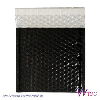 Kissenförmige Luftpolstertasche, Sonderformat 165x165 mm, Schwarz metallisch Glänzend