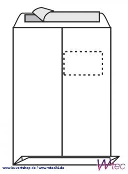 C4-Versandtasche mit 20 mm Falte und hochstehendem Fenster in Weiß (500 Stück = 138,00 EURO)