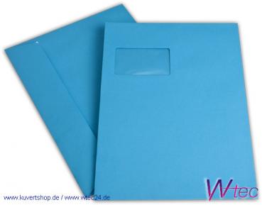 C4 Colorpapierkuverts in Intensivblau mit Fenster (500 Kuverts = 170,00 EURO)