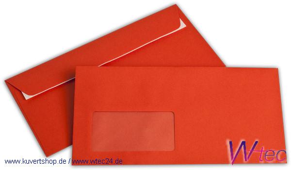 C6/5 Colorpapierkuverts in Intensivrot, mit Fenster (500 Kuverts = 68,00 EURO)