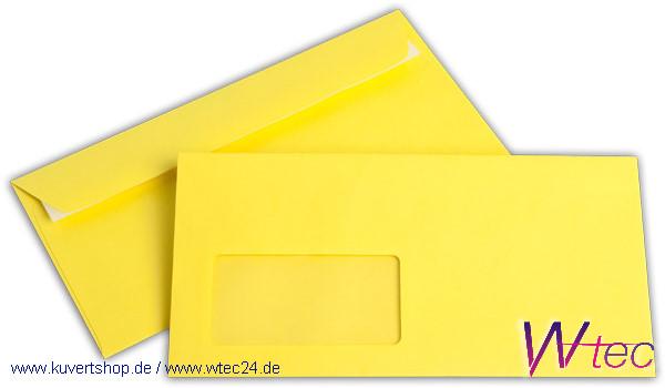 C6/5 Colorpapierkuverts in Intensivgelb, mit Fenster (500 Kuverts = 68,00 EURO)