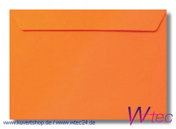 Vollfarbige C6-Kuverts in Orange, Haftklebend, ohne Fenster (100 Kuverts = 54,00 EURO)