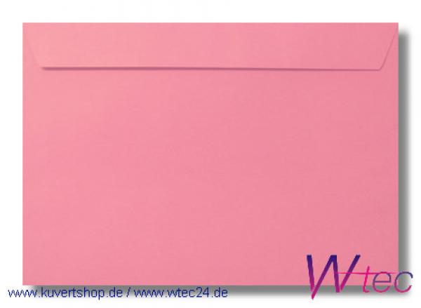 Vollfarbige C6-Kuverts in Pink (Rosa), Haftklebend, ohne Fenster (100 Kuverts = 54,00 EURO)