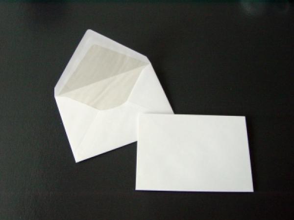 C6 Seidenfutterkuverts in Weiss Leinen ohne Fenster (500 Kuverts = 38,60 EURO)