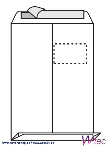 C4-Versandtasche mit 20 mm Falte und hochstehendem Fenster in Weiß (500 Stück = 138,00 EURO)