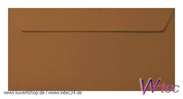 Vollfarbige DIN Lang-Kuverts in Dunkelbraun, Haftklebend, ohne Fenster (100 Kuverts = 56,00 EURO)