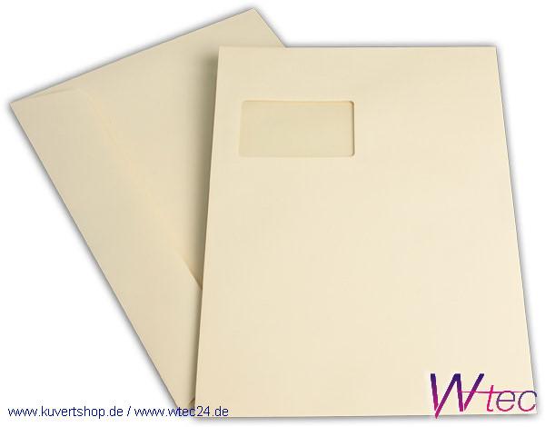 C4 Colorpapierkuverts in Hellchamois mit Fenster (500 Kuverts = 170,00 EURO)