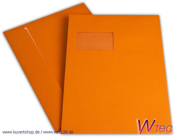 C4 Colorpapierkuverts in Orange mit Fenster (500 Kuverts = 170,00 EURO)